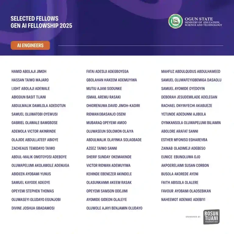Ogun State Gen AI Fellowship Selected Fellows