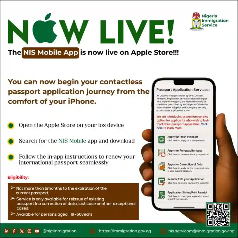 NIS Mobile App Now Available on Apple Store for Passport Renewal