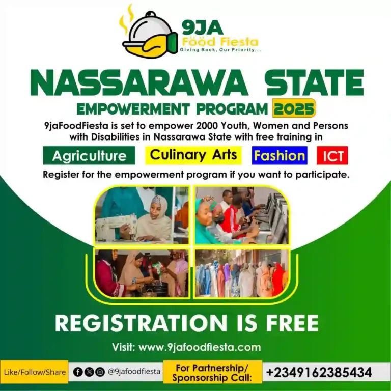 Apply: Nasarawa 9ja Food Fiesta Empowerment Program 2025