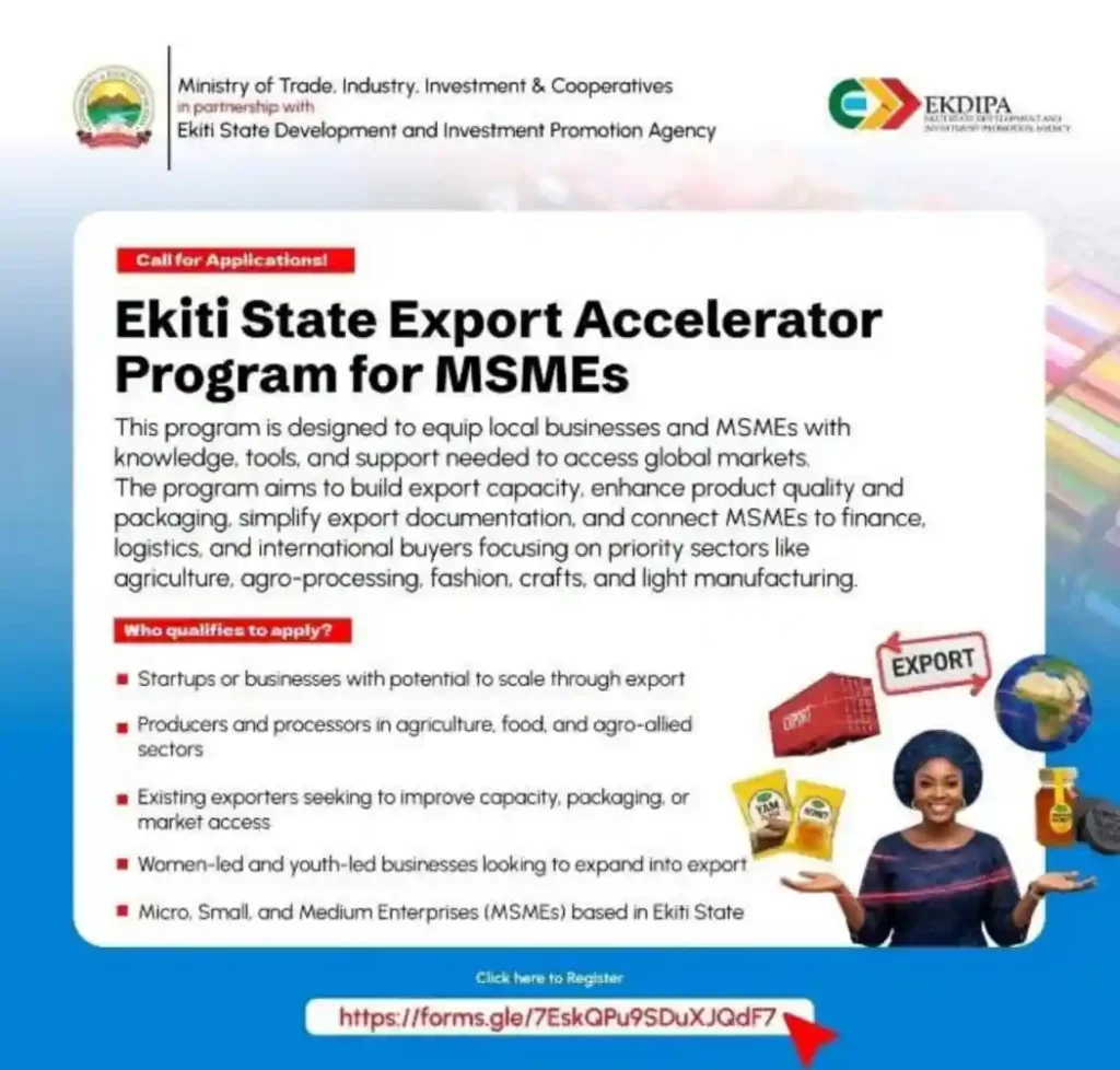 Apply: Ekiti State Export Accelerator Program