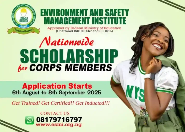 Apply: ESMI Nationwide Scholarship for Corps Members