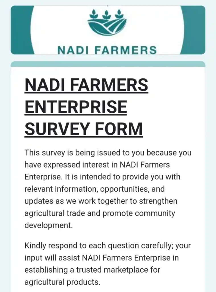 NADI Sends SMS to Applicants to Complete Farmers Enterprise Survey