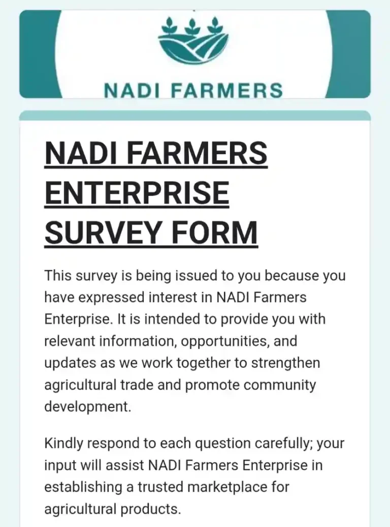 NADI Sends SMS to Applicants to Complete Farmers Enterprise Survey
