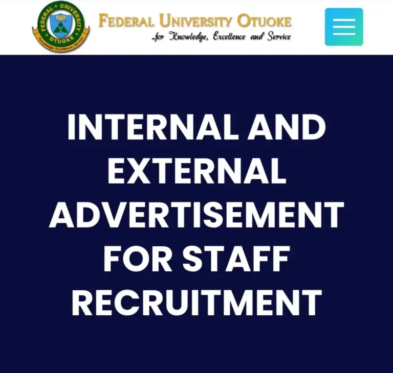 Apply: Federal University Otuoke Recruitment 2025