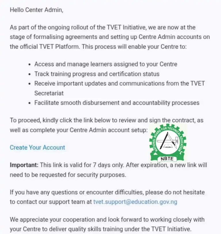 TVET training centres receive email to sign agreements, create admin accounts in 7 days