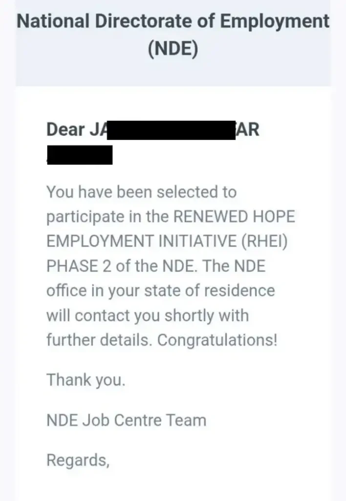 NDE shortlisted candidates receive email for RHEI Phase 2