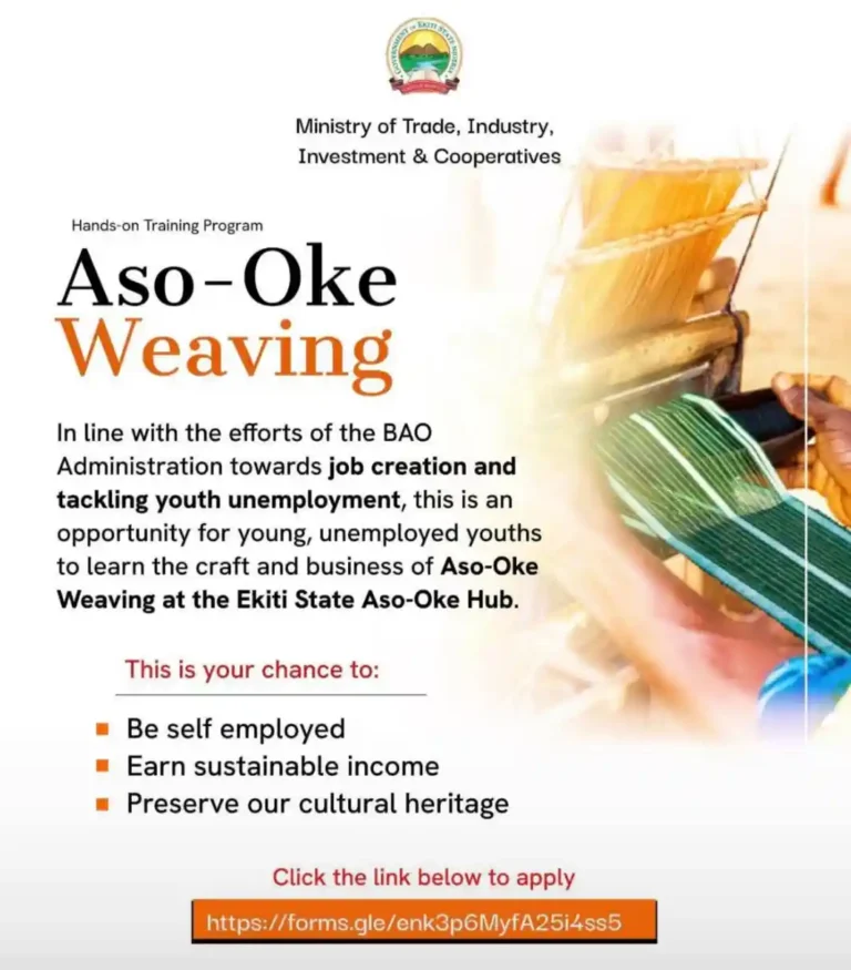 Apply: Ekiti Aso-Oke Centre Weaving Training Programme