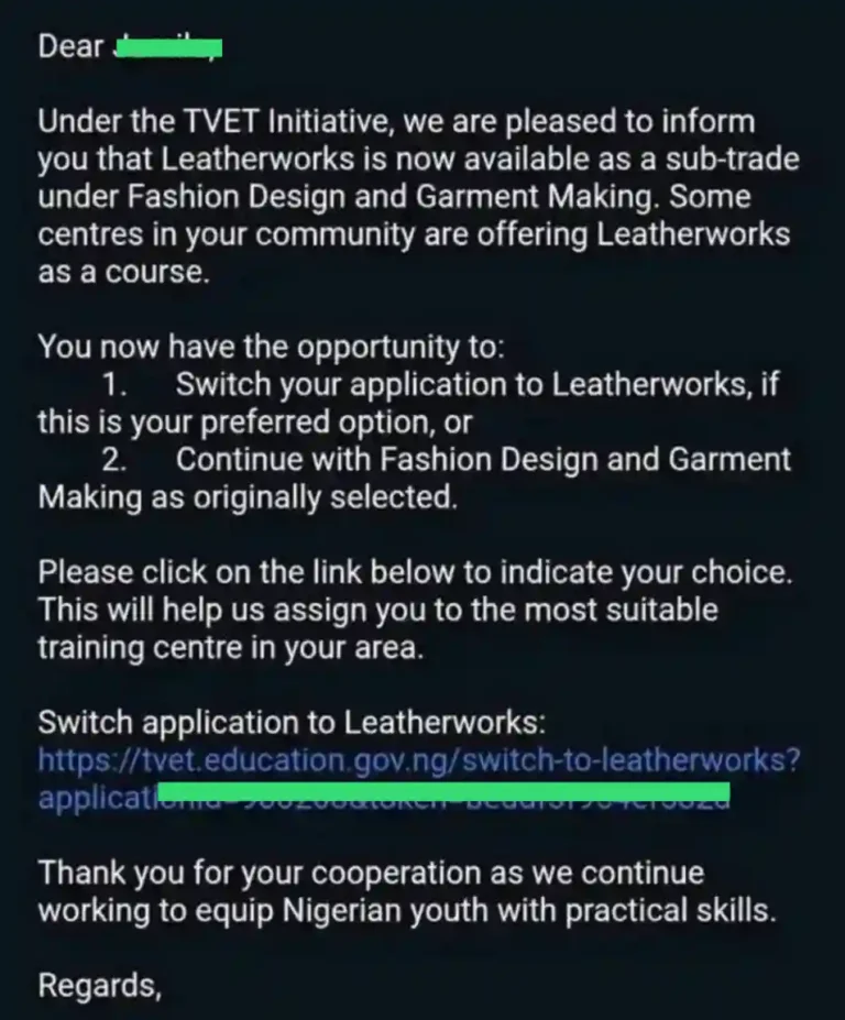 TVET Sends Email for Leatherworks Skill Conversion