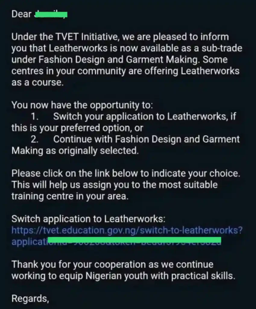 TVET Sends Email for Leatherworks Skill Conversion