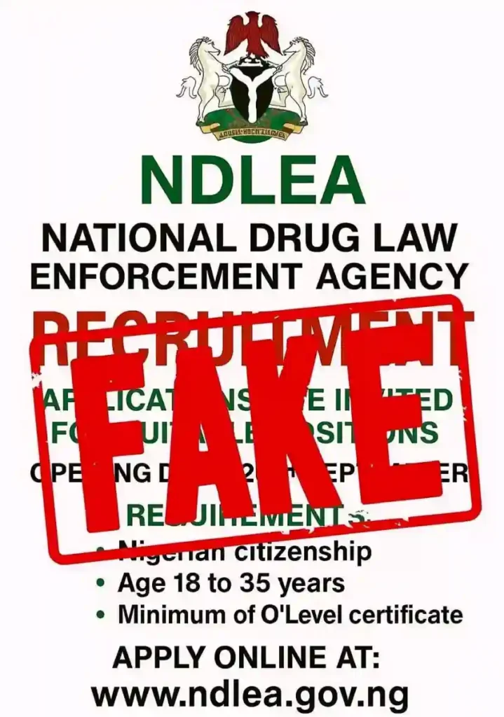 Disregard circulating NDLEA recruitment linked to fake Sen Ndume
