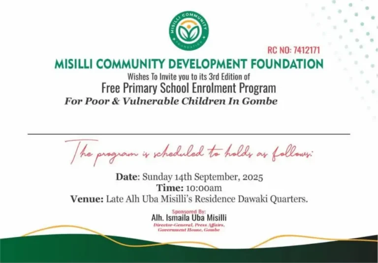 Foundation announces free primary school enrolment in Gombe