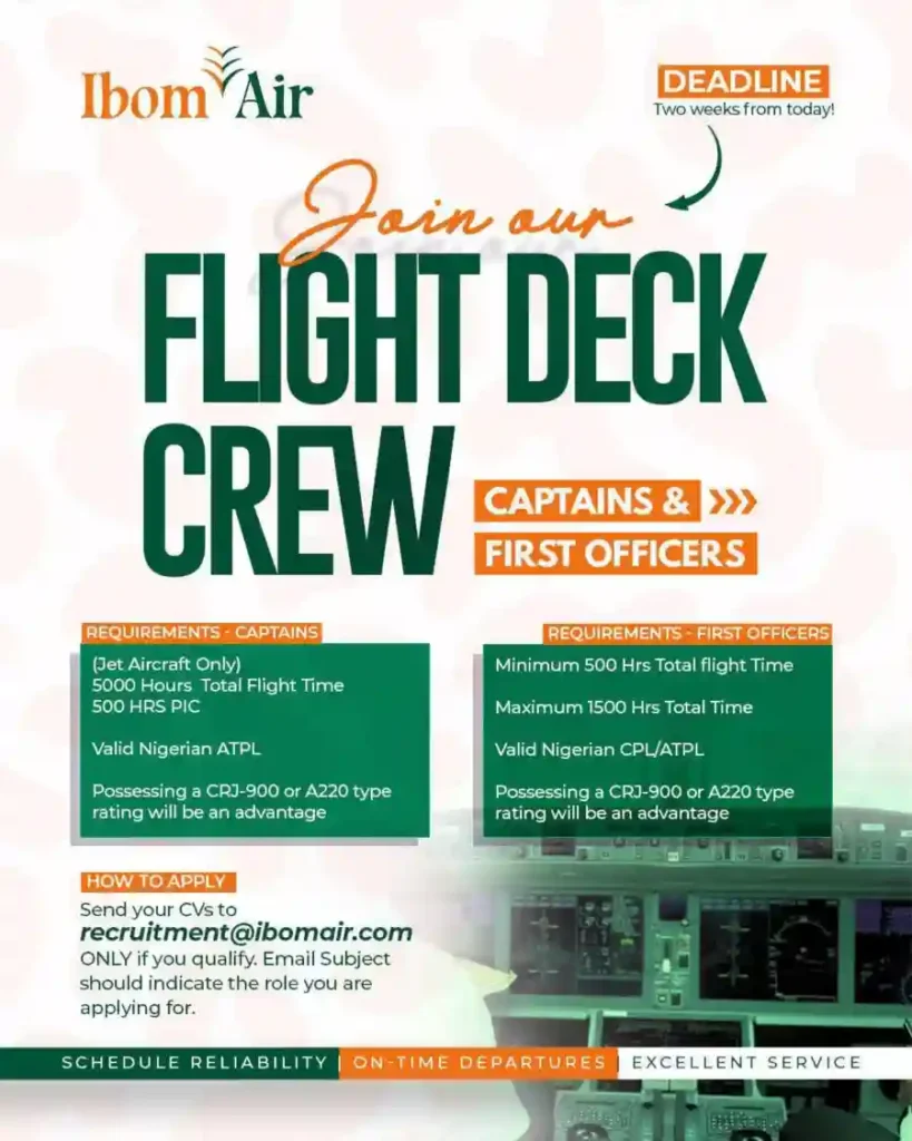 Apply: Ibom Air Flight Deck Crew Recruitment