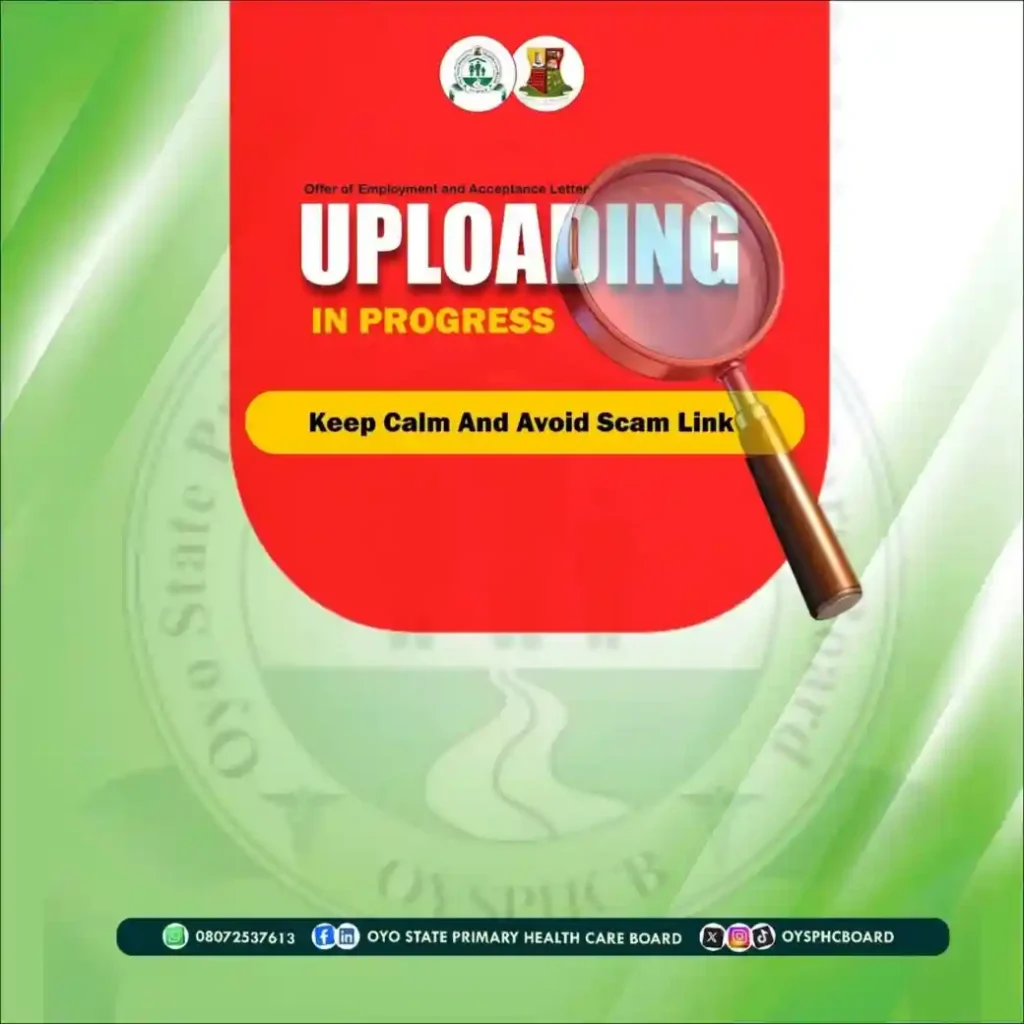 Oyo Ministry of Health employment/acceptance letter upload in progress