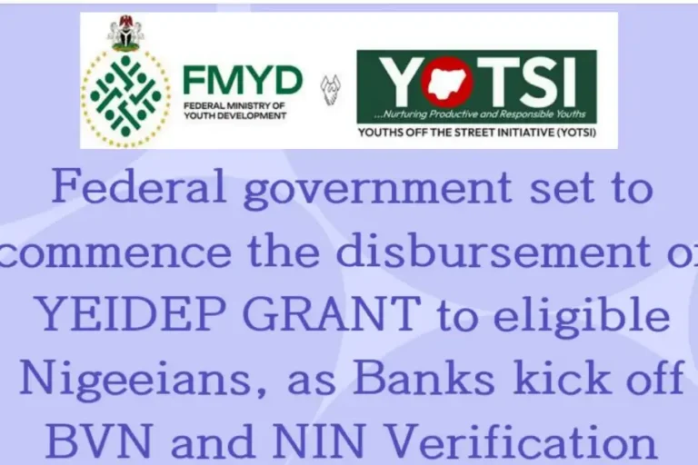 Circulating claims FG to commence YEIDEP disbursement, banks kick off BVN/NIN verification