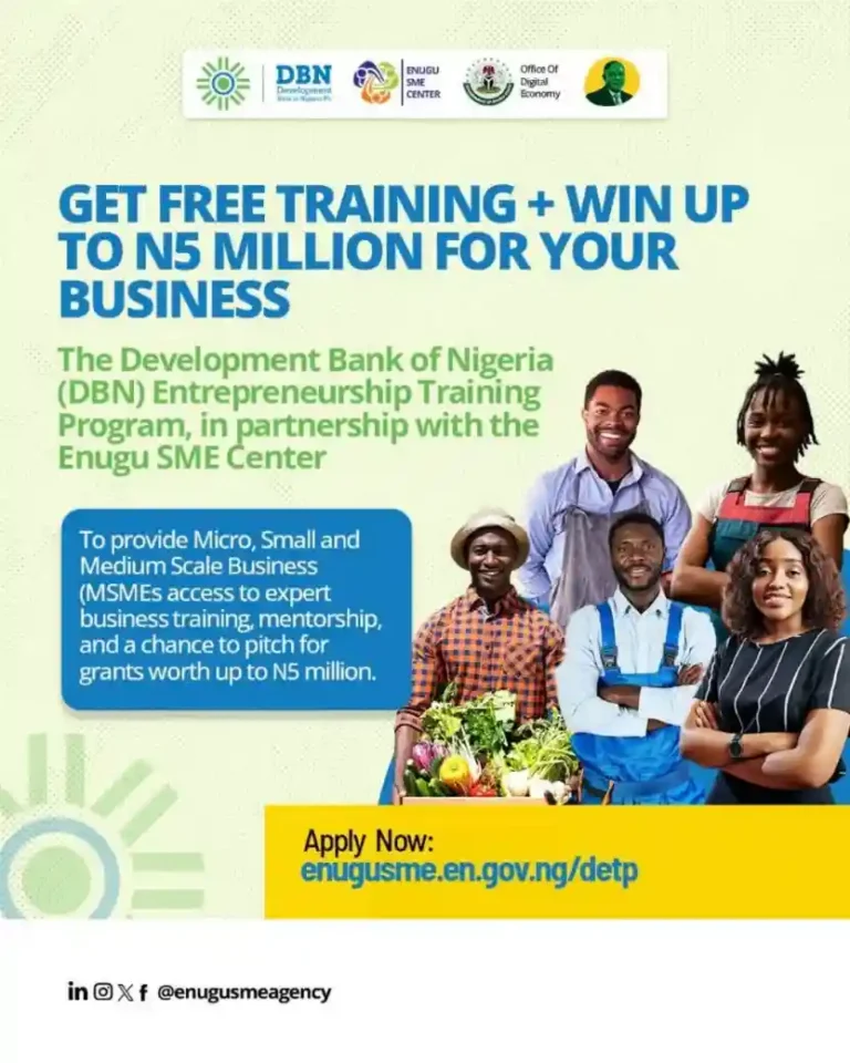 Enugu DBN entrepreneurship training program (DETP) 5m prize