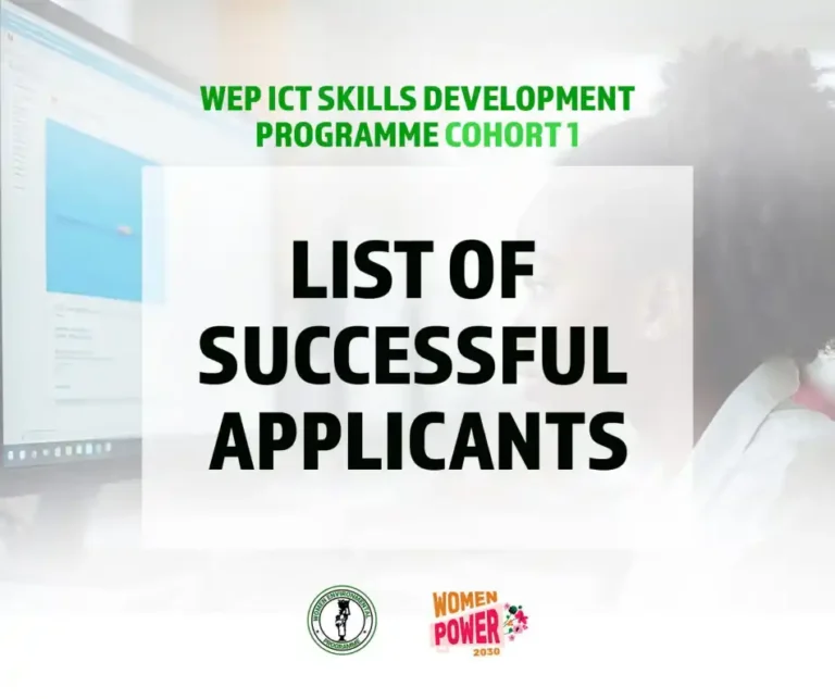 WEP releases ICT skills development programme cohort 1 successful applicants list