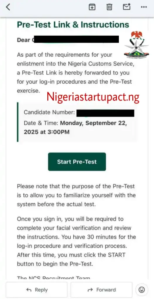NCS Sends Pre-Test Exam Link to Candidates’ Email for CBT