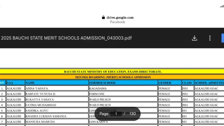 Bauchi releases 2025/2026 merit boarding schools admission list