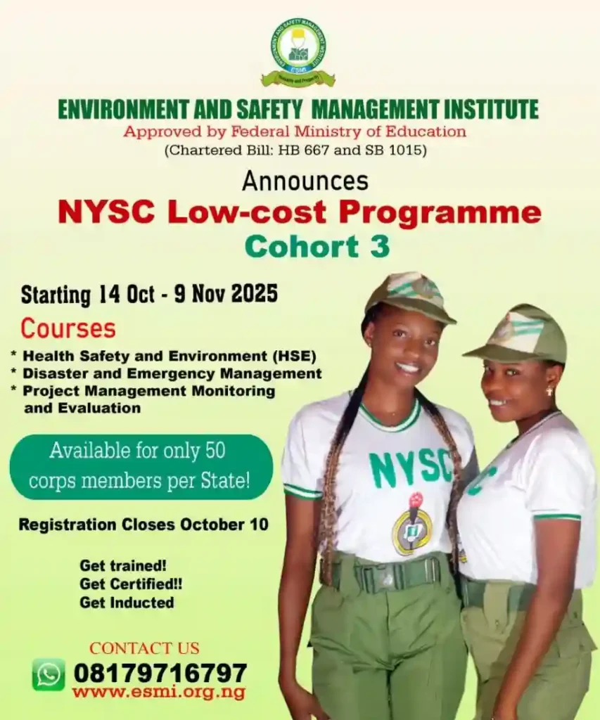 ESMI opens application for NYSC low-cost programme cohort 3