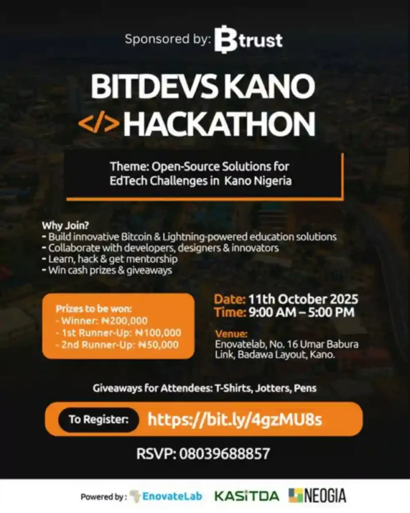 BitDevs Kano hackathon 2025 opens at Enovate Lab with ₦200,000 prize, giveaways