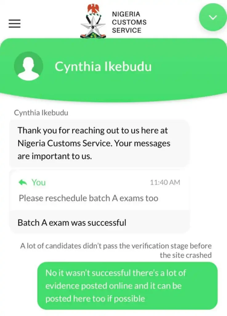 Nigeria Customs says Batch A exam successful, some candidates disagree