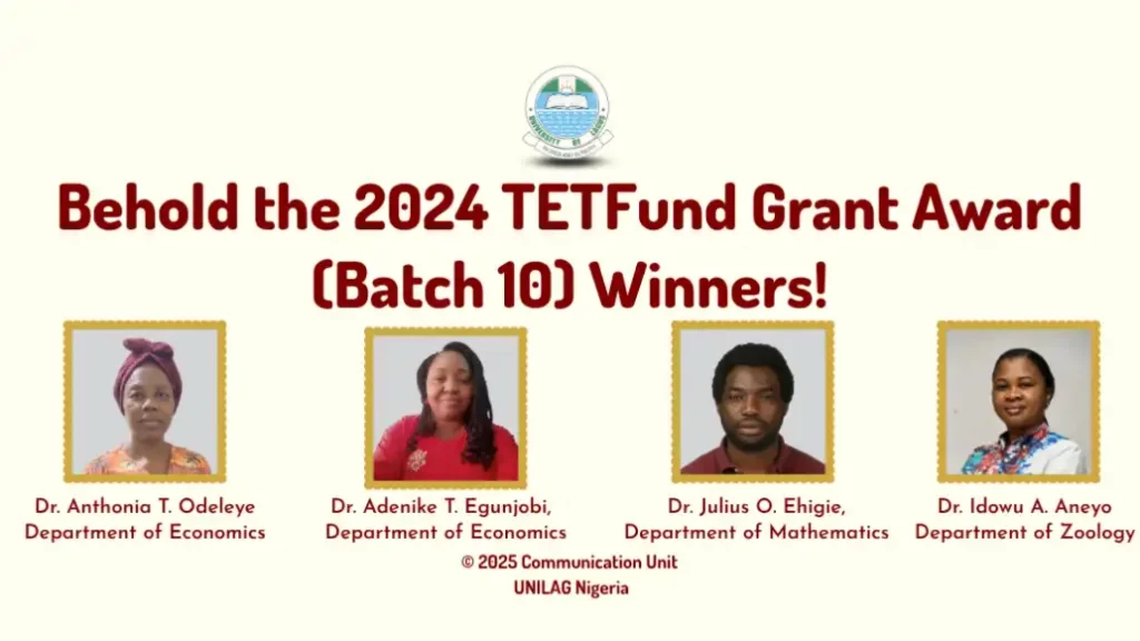 UNILAG faculty members win 2024 TETFund NRF research grants