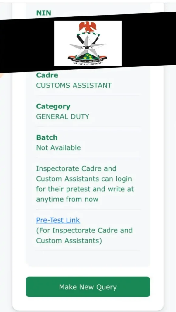 Nigeria Customs sends CBT pre-test links for inspectorate and customs assistant cadre