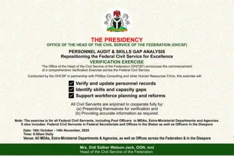 FG begins civil service verification and skills audit exercise