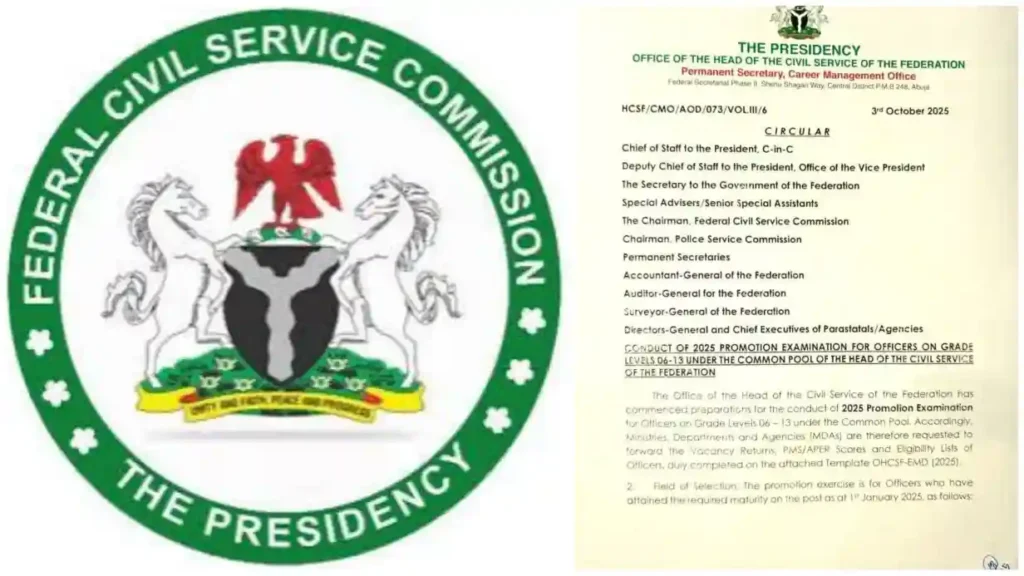 Circular claims presidency plans 2025 civil service promotion exams
