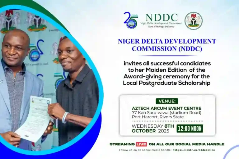 NDDC announces award ceremony for local postgraduate scholars