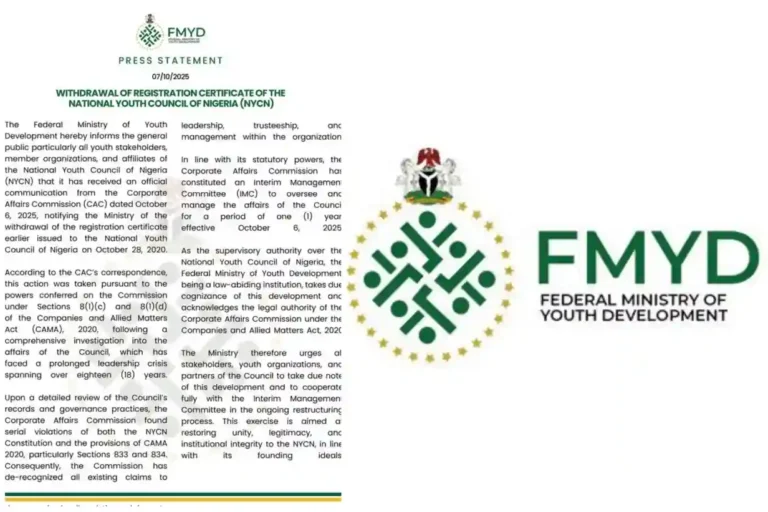 CAC notifies FG of withdrawal of NYCN registration