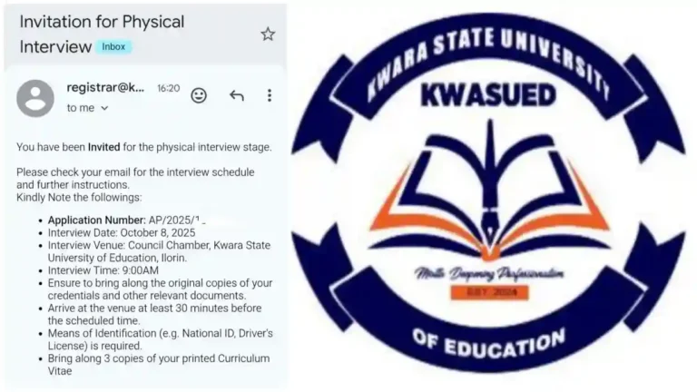 KWASUED Ilorin sends interview invitations to successful applicants