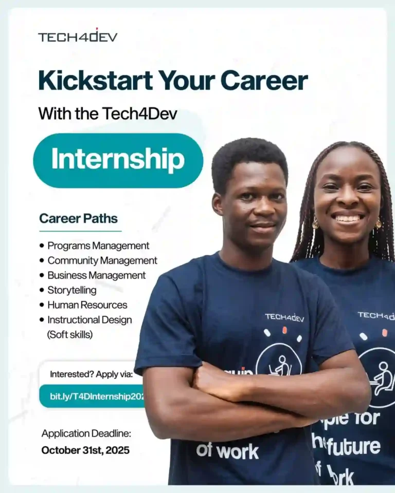 Tech4Dev opens applications for paid internship 2.0