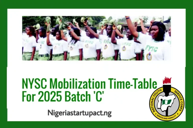 NYSC releases 2025 batch C mobilization timetable