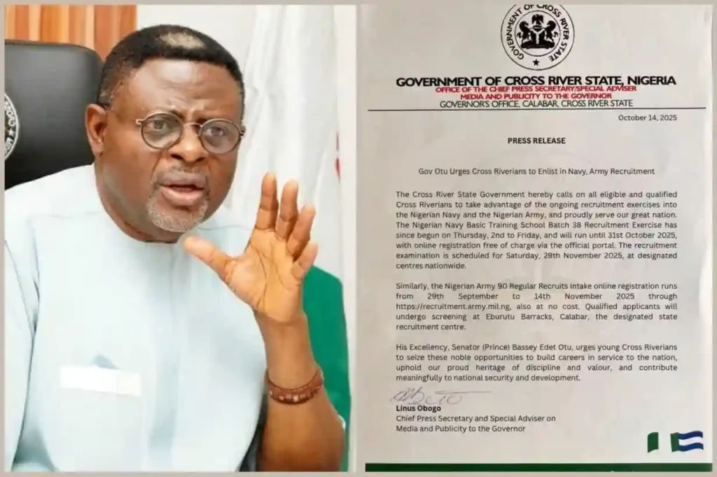Cross River Gov urges youths to apply for Navy and Army recruitment