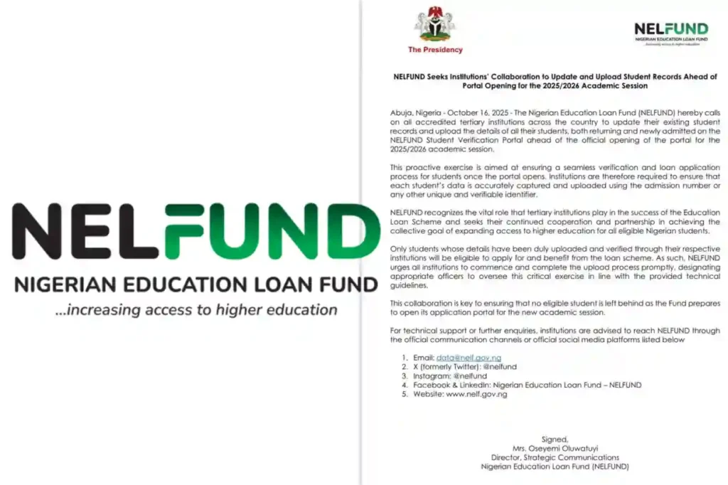 NELFUND tells schools to upload student details for 2025/2026 session