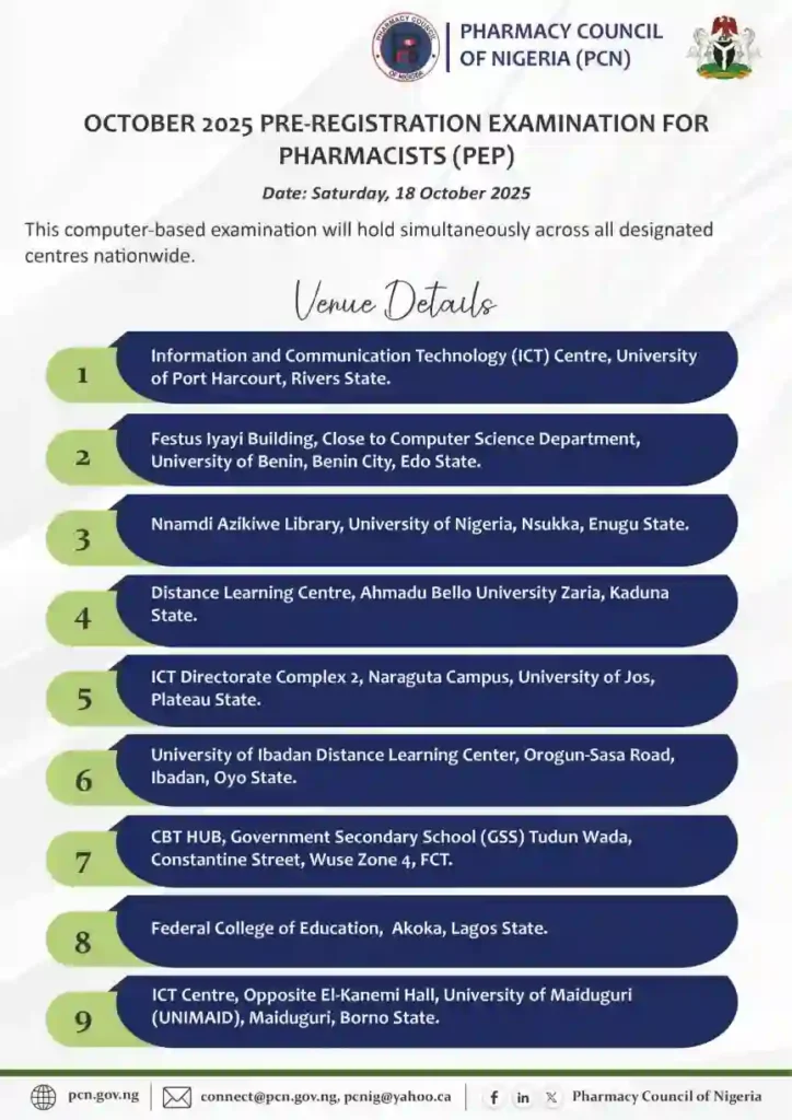 Pharmacy Council announces October 2025 pre-registration exam