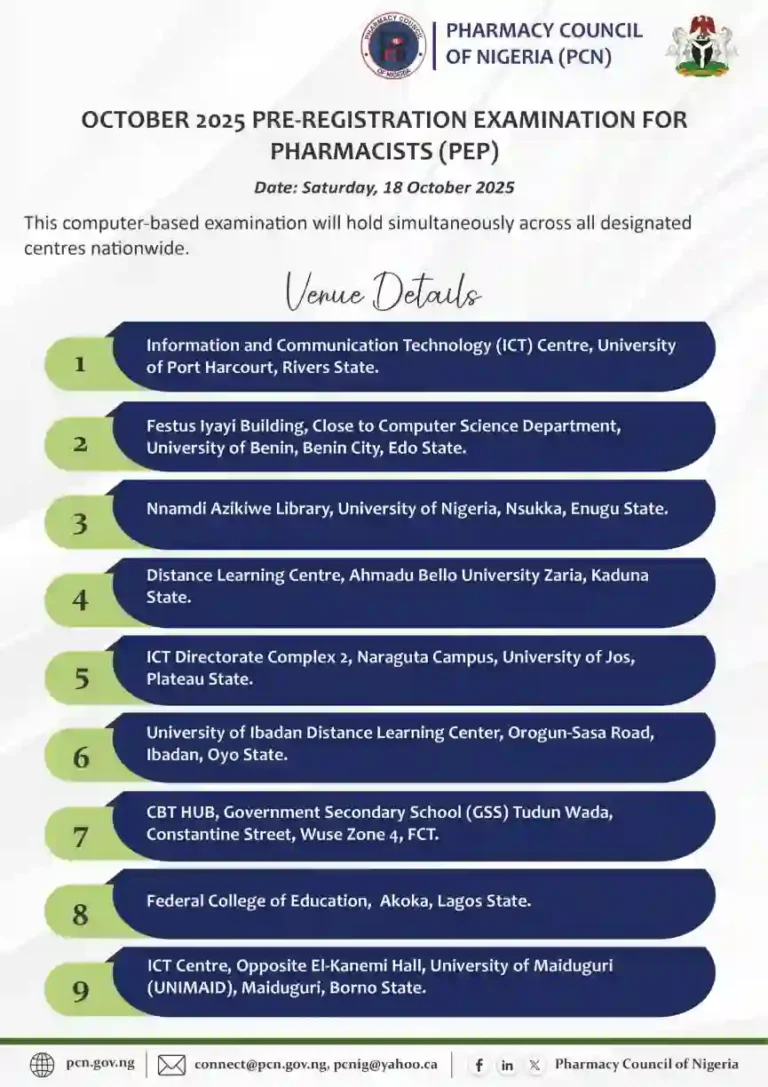 Pharmacy Council announces October 2025 pre-registration exam