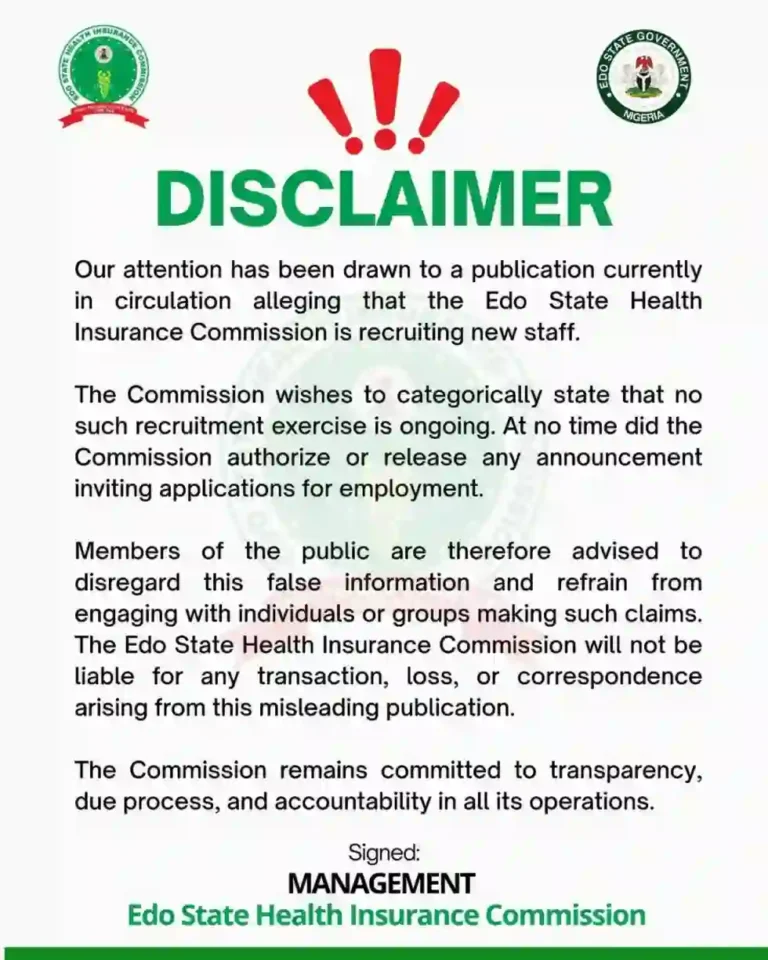 Edo health insurance commission denies recruitment rumor