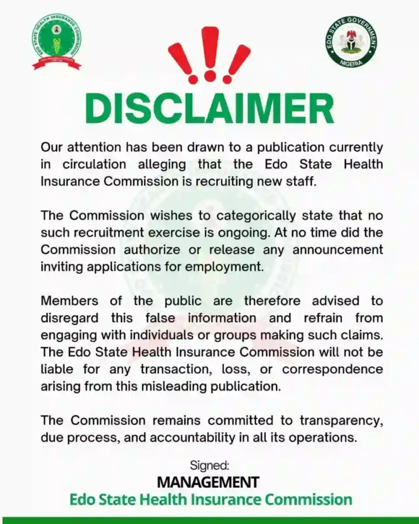 Edo health insurance commission denies recruitment rumor