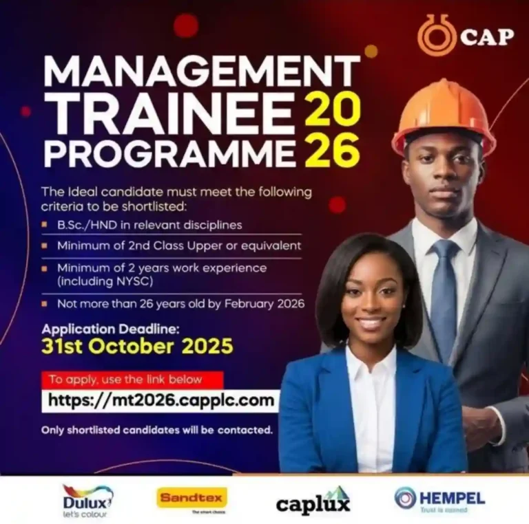 CAP Plc opens 2026 management trainee programme