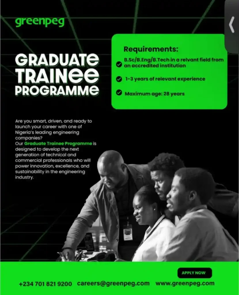 Greenpeg engineering opens graduate trainee programme
