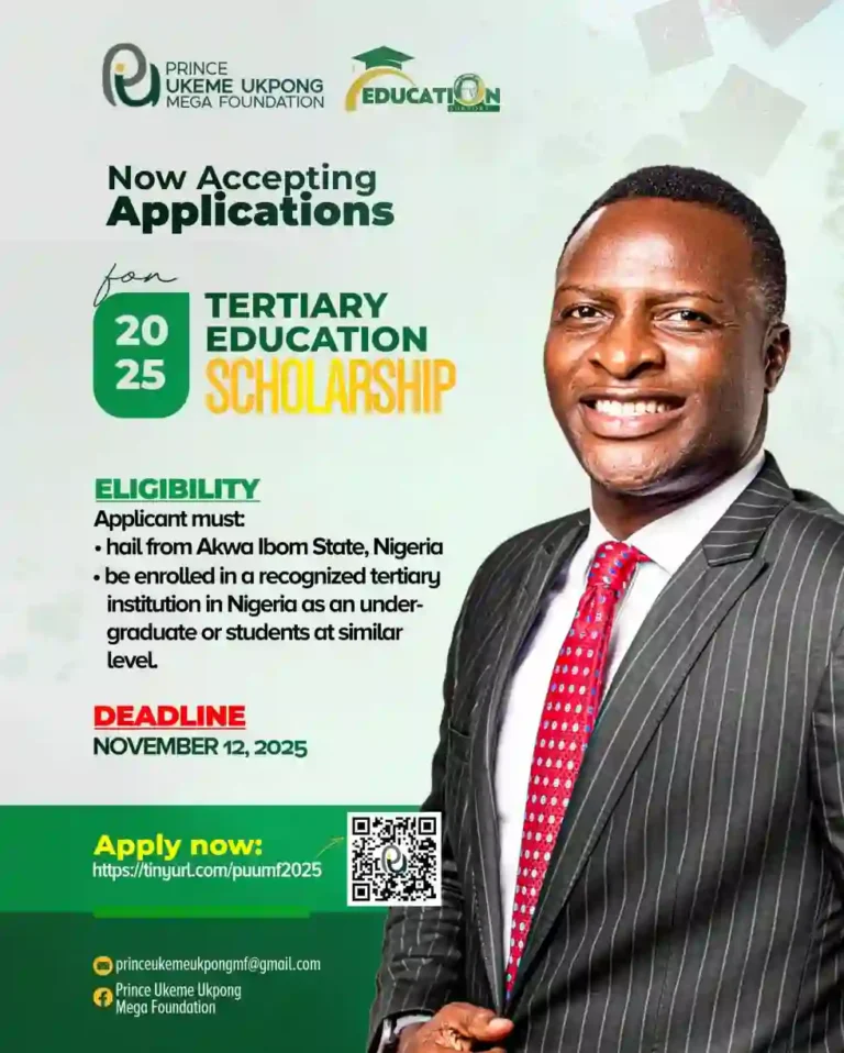 Prince Ukeme Ukpong opens education support 2025 scholarship