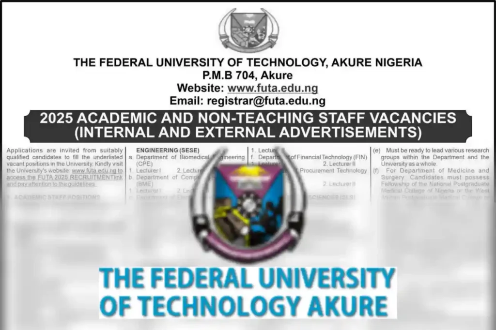 Federal University of Technology Akure announces 2025 recruitment