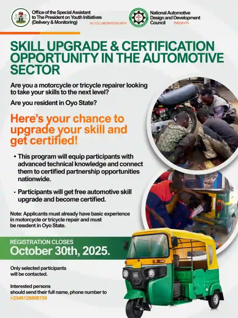 Oyo residents get free automotive skill upgrade, certification
