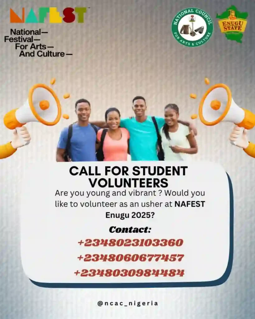 NAFEST 2025 Enugu opens call for vendors, performers, and volunteers