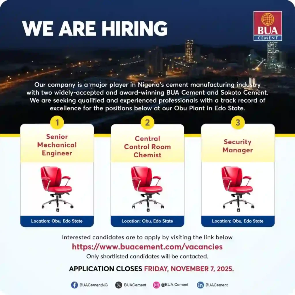 BUA Cement opens recruitment in Edo State