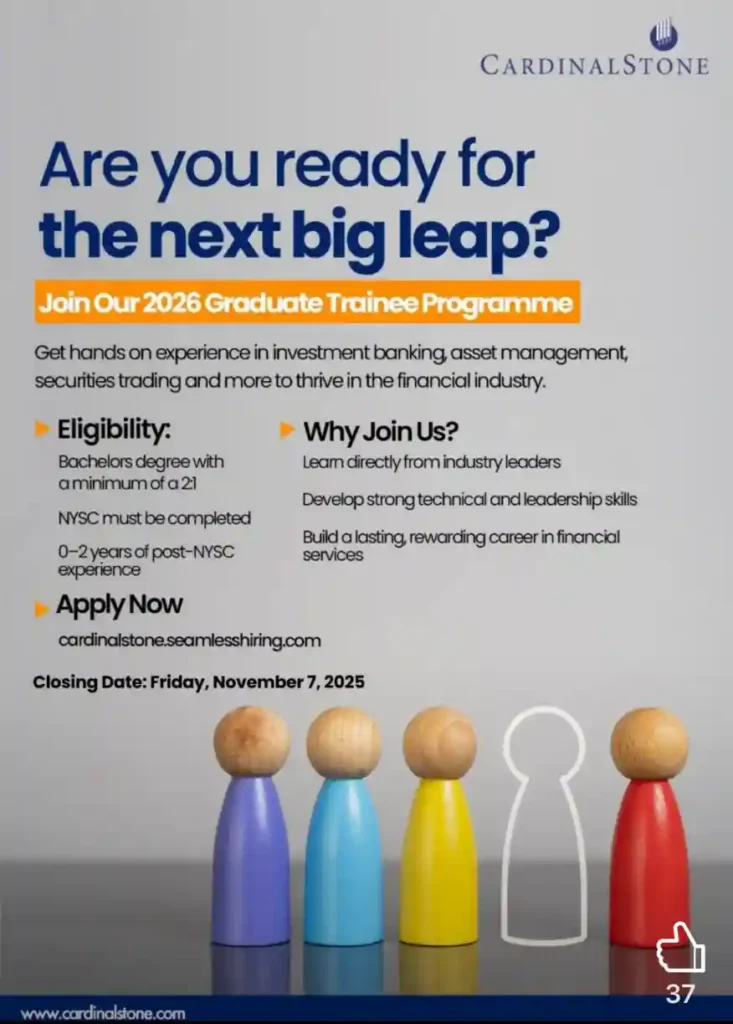 CardinalStone opens 2026 graduate management trainee programme