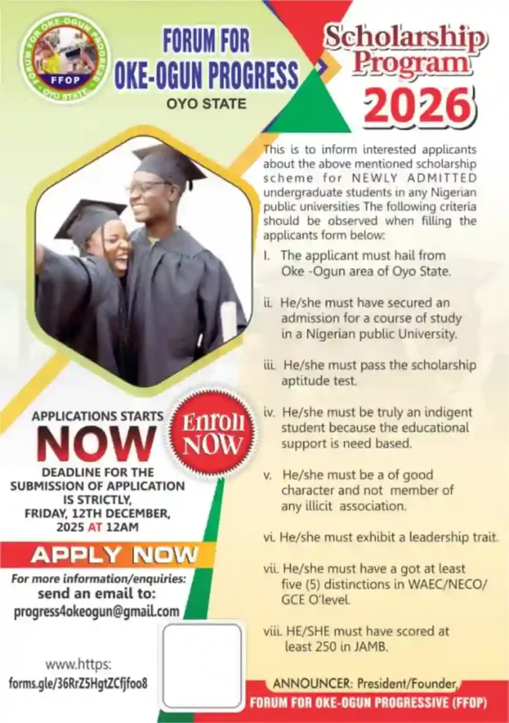 Forum for Oke-Ogun progress announces 2025/26 Kareem Alao scholarship