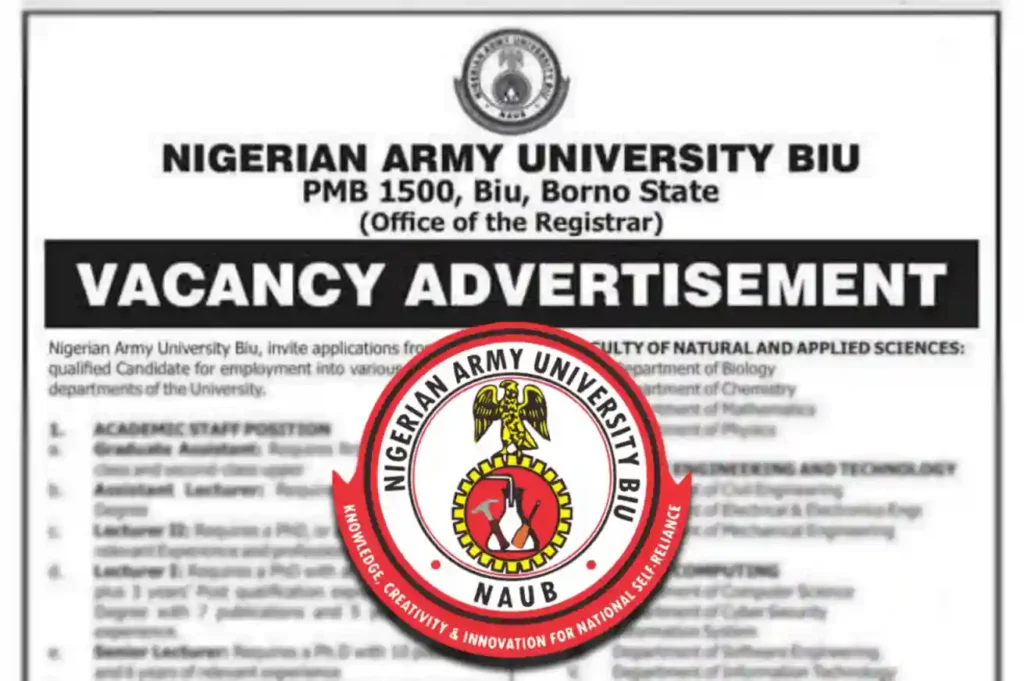 Nigerian Army University Biu announces 2025 recruitment for staff